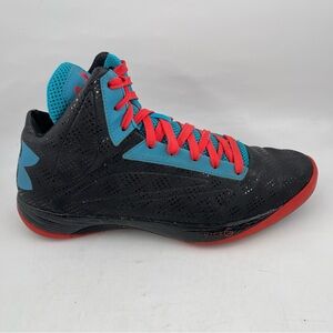 Under Armour Men’s Micro G Split II -SZ 12- Black Orange Teal High Top Sneakers